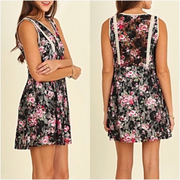 Boho Lace Floral Tunic Slip Dress SM - Picture 2 of 6